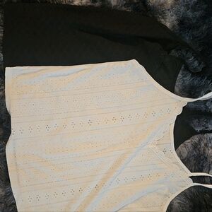 2 Women's Eyelet Lace Tank Top - Cream XL